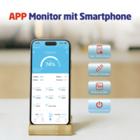 Sistema de Gestión Inteligente de Baterías con Monitoreo Bluetooth y Protección de Baja Temperatura, Tecnología de Estado Sólido LiFePO4, Modelo 24V320Ah con Reloj