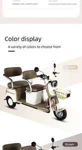 Triciclos Eléctricos Personalizados, Asiento Doble Confortable, 3 Ruedas <span class=keywords><strong>de</strong></span> Baja Velocidad, Seguros para Personas Mayores, Transporte Familiar, Transporte <span class=keywords><strong>de</strong></span> Niños, 3 Colores. - Product Image 5