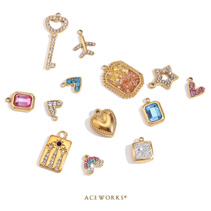 ไอคอนประกาย CZ |   จี้ห้อยประดับเพชรซิร์คอน ทำจากสแตนเลสสตีลชุบทอง 18K PVD สำหรับทำเครื่องประดับ |   กันน้ำและป้องกันการแพ้ - Product Image 2
