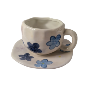 Irregular <b>Ceramic</b> Cups, Hand Printed <b>Ceramic</b> <b>Mugs</b>, Unique Patterns, Each Cup Is Handmade for Drinking Coffee, Tea, and Milk - Product Image 2