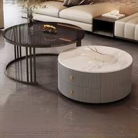 Table basse en marbre, design italien, structure en acier inoxydable doré, ensemble rond, durable et écologique pour la maison, l'hôtel, le salon, l'entrée