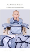 Bavoir-chemise à manches longues pour bébé, couvrant entièrement le corps, imprimé, en viscose/polyester, lavable, unisexe, imperméable