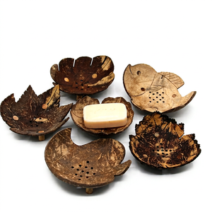 Best Seller Eco2go Natural Coconut Shell Soap Dish Holder with Waterproof Suction Cup Traditional Design for Bathroom & <b>Kitchen</b> - Product Image 1