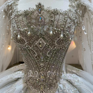 Vestido de Novia con Cuentas Brillantes, Vestido de Novia con Falda Voluminosa, Estilo Corte, Vestido de Novia de Lujo Tipo Princesa Lsjj27 - Product Image 3