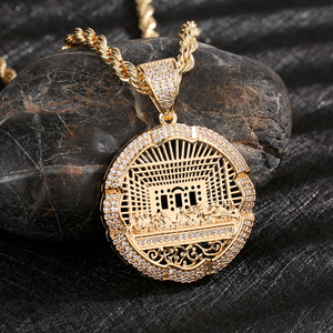 Vendita calda americana Hip Hop 14k placcato oro <span class=keywords><strong>Il</strong></span> Cenacolo l'ultima cena zircone ciondoli e collane in rame - Product Image 2