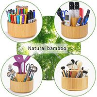 Porte-crayon rotatif en bambou Caddy de rangement de bureau pour stylo rond rotatif Art Supply Organizer Desktop Pen Holder Organizer
