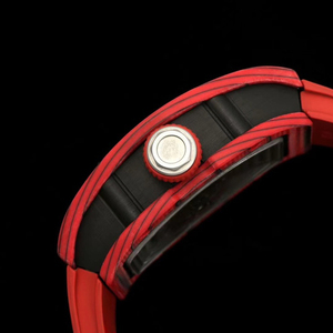 Reloj Mecánico de Agata Roja con Forma de Barril, Correa de Fluororubber, de Alta Gama, Unisex, para Uso Diario, Fiestas, Elegante, Moderno - Product Image 3