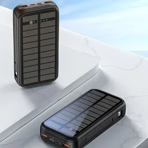 Zonne-Energie Snel Opladen Schat Grote Capaciteit 20000Mah Draagbare Camping Mobiele Power Bank Oplader Met Lijn Voor Smartphone