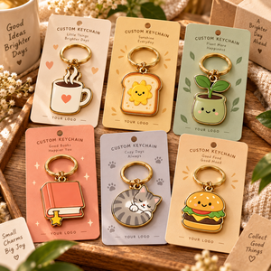 Llavero de metal esmaltado personalizado con diseños de estilo de vida, dibujos animados, taza, tostada, planta, gato, hamburguesa, regalo, amuleto, OEM ODM - Product Image 2