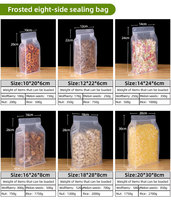 Emballage alimentaire personnalisé en plastique PET transparent durable avec poignée, fond plat, finition mate, fermeture à glissière, pochette pour noix, sans danger pour les aliments, facile à transporter