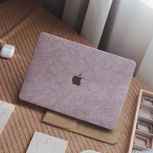 Étui pour ordinateur portable à fleurs en relief violet lavande pour Macbook Air 13 15 étui Macbook Pro 15 Funda M1 M2 étui Macbook