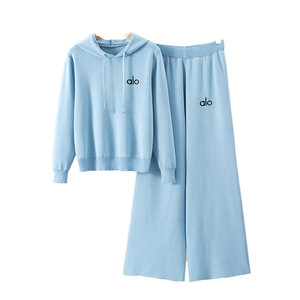 Set Due Pezzi Elegante Personalizzato Direttamente dalla Fabbrica, Abbigliamento <span class=keywords><strong>Donna</strong></span>, Felpa con Cappuccio e Pantaloni a Gamba Larga - Product Image 1