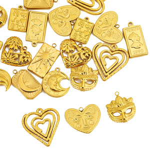 Pendentifs en forme de cœur de lune en acier inoxydable, formes variées, pour la fabrication de colliers, accessoires de bijouterie - Product Image 4