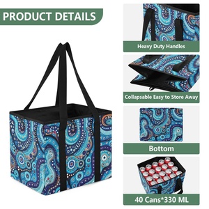 Australian Aboriginal Art Heavy Duty Foldable Custom Design <b>Collapsible</b> <b>Storage</b> Totes Utility Grocery Shopping Box Bag - Product Image 3