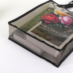 Sac fourre-tout transparent en PVC Hang Jue personnalisable pour l'emballage de produits de beauté et de soins de la peau avec impression de logo - Product Image 4