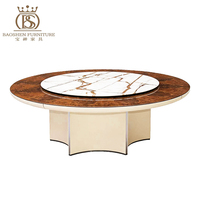 Chaises de salle à manger en cuir véritable de luxe BS Foshan, placage de noyer noir brillant, plateau en marbre, ensemble de table moderne pour villa et hôtel