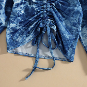 1-6y moda de verano niños niñas 2 uds conjuntos de ropa Tie-dye impreso manga larga vendaje camisetas + Pantalones ropa - Product Image 4