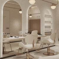 Nouveau Grand Style Doré Usine Directe En Aluminium Avec Lumières LED Beauté Maquillage Coiffure Salon De Coiffure Barber Miroir