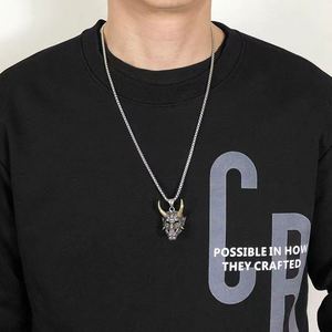 Nouveau Collier Pendentif Punk Unisexe pour Hommes et Femmes, Chaîne de Pull, Bijou de Fête Rock Niche, Style Hip Hop, Masque de Samouraï Japonais Diable - Product Image 4