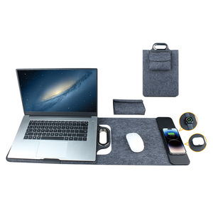 Funda Multifuncional 3 en 1 para Portátil, Personalizable, Negra y Gris, con Carga Inalámbrica y Alfombrilla para Ratón, para Viajes de Negocios - Product Image 4