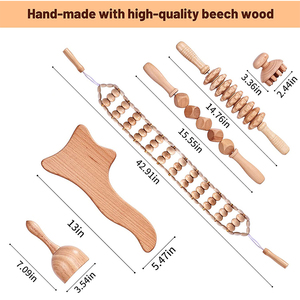 Logo <b>Engraving</b> Multi Functions Wood Body Massage <b>Tools</b> Set 5 Piece Natural Wooden Massager For Muscle Relief And Body Care - Product Image 2