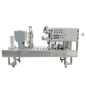 Automatic Linear Water / Juice / Ice Cream Litchi Plastic Cup Yogurt Filling Sealing Machine