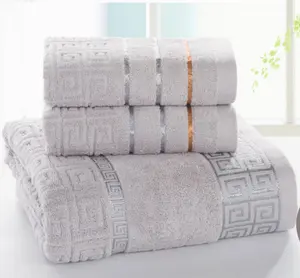 甜美超柔软超大浴巾70x140-100% 环纺棉-奢华人造丝装饰-日常使用的理想选择 (灰色)