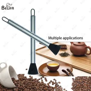 Hot selling Stainless Handle coffee Machine Brush Nylon hair coffee powder cleaning Espresso Machine Grinder Cleaning Brush