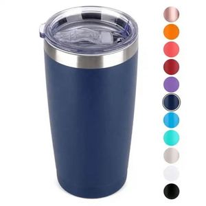 Gobelet isotherme en acier inoxydable à double paroi de 20 oz avec couvercle, revêtement poudré, vente en gros - Product Image 2