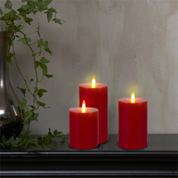 Ensemble de lampes à LED en cire de paraffine rouge, trois bougies sans flamme, télécommande, fabrication artisanale, alimentées par piles, lumière de nuit sécurisée pour enfants, nouvel an