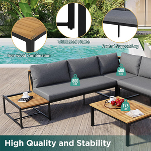 Conjunto <span class=keywords><strong>de</strong></span> Muebles <span class=keywords><strong>de</strong></span> Patio Modernos, Conjunto <span class=keywords><strong>de</strong></span> Bar para Patio con Sillas para Balcón, Sillas para Patio Exterior, Sofá Resistente a la Intemperie - Product Image 6
