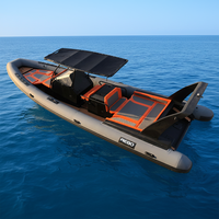 Bateau pneumatique RIB 860 à coque en aluminium en V profond de 28,7 pieds, à grande vitesse, avec T-Top, en Hypalon/PVC