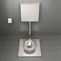 Toilette à casserole accroupie carrée moderne en acier inoxydable grande conception pour salle de bain toilette à squat de style turc