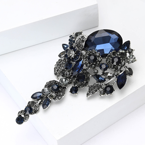 Broche largo de borla de moda para mujer con diamantes de imitación broche de cristal grande exagerado para mujer joyería de ropa de flores - Product Image 4