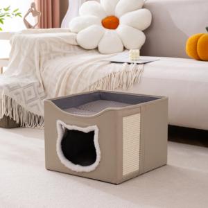 Многофункциональная складная кровать-домик для кошек 41*41*35 см с уютным лежаком, экономит место, для использования в гостиной и дома - Product Image 1