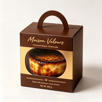 Caja de cartón plegable gruesa para alimentos con asa y ventana, caja de embalaje para tarta de queso, para panadería, regalo navideño, exportación, embalaje personalizado