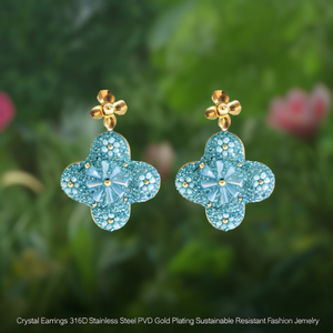 Pendientes de Cristal, Acero Inoxidable 316L, Baño de Oro PVD, Joyería de Moda Sostenible y Resistente - Product Image 3