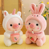 Lindo Peluche de Cerdo con Diseño de Té con Leche, Transformable en Conejo, Rana, Unicornio, Tigre, Juguete de Peluche Suave, Figura de Animal, Venta al por Mayor, Regalo para Niños