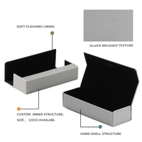Étuis en cuir de soie argentée faits à la main, étuis optiques rectangulaires, étuis à lunettes portables pour tous les jours, logo personnalisé, étuis de luxe de haute qualité