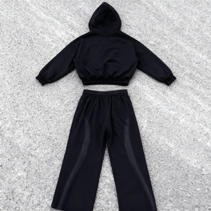 Set Tuta Sportiva Personalizzata con Felpa con Zip e Pantaloni in Cotone, Poliestere e Neoprene Effetto Acid Wash per Uomo - Product Image 5