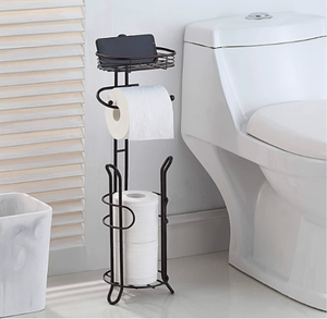 Modern Eco-Friendly Upright Iron Toilet Paper Holder for Home & Hotel Use | <b>Round</b> Bathroom Storage Rack - Product Image 1
