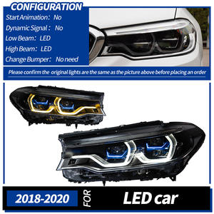 Conjunto <span class=keywords><strong>de</strong></span> Faros Delanteros LED Completos <span class=keywords><strong>con</strong></span> Lente <span class=keywords><strong>de</strong></span> Proyector Láser <span class=keywords><strong>con</strong></span> Borde Azul y Ojo Dorado <span class=keywords><strong>de</strong></span> Doble Color para BMW Serie 5 G30 2018-2020 - Product Image 2