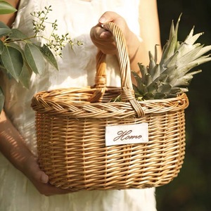 Cesta tejida de mimbre natural Bolso de senderismo al aire libre Cesta de la compra con asa de tapa Ventas directas de fábrica Baket de picnic chino - Product Image 4