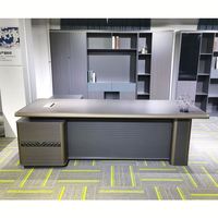 Bureau de direction en forme de L, table de patron en bois épais de 50 mm, poste de travail moderne en MDF avec tiroir de rangement
