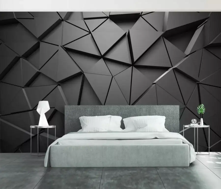 Zhihai papel de parede 3d geométrico abstrato cinza triângulos fundo designer papel de parede