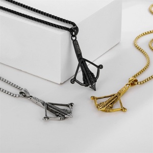 Fine Jewelry Hip Hop Stainless Steel <b>Bow</b> and Arrow Charm Pendant with Link Chain for Men-Wedding & Anniversary - Product Image 1