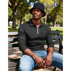 เสื้อสเวตเตอร์คอซิปผู้ชาย แขนยาว สีพื้น ลายเรขาคณิต ระบายอากาศได้ดี สวมใส่สบาย - Product Image 4