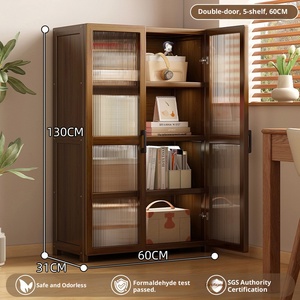 Bibliothèque à double porte avec armoire <span class=keywords><strong>de</strong></span> <span class=keywords><strong>rangement</strong></span> en bois <span class=keywords><strong>de</strong></span> verre ondulé Étagère à 7 niveaux pour le salon, le bureau et la maison Étagère à <span class=keywords><strong>livres</strong></span> moderne - Product Image 3