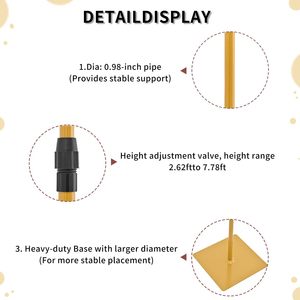2.6 英尺至 8 英尺可调节金属背景架 T 形背景架，适用于婚礼、派对、生日、活动装饰 - Product Image 4