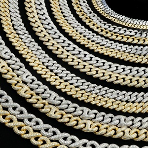 Collier cubain Hip Hop avec maillons en argent 925 et moissanite blanche DEF - Product Image 3